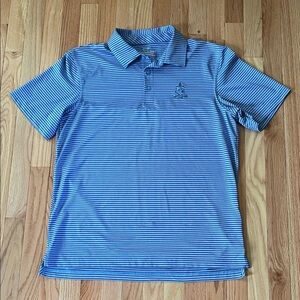Vineyard Vines Polo Shirt Mens Medium Blue Striped Golf Tech Preppy